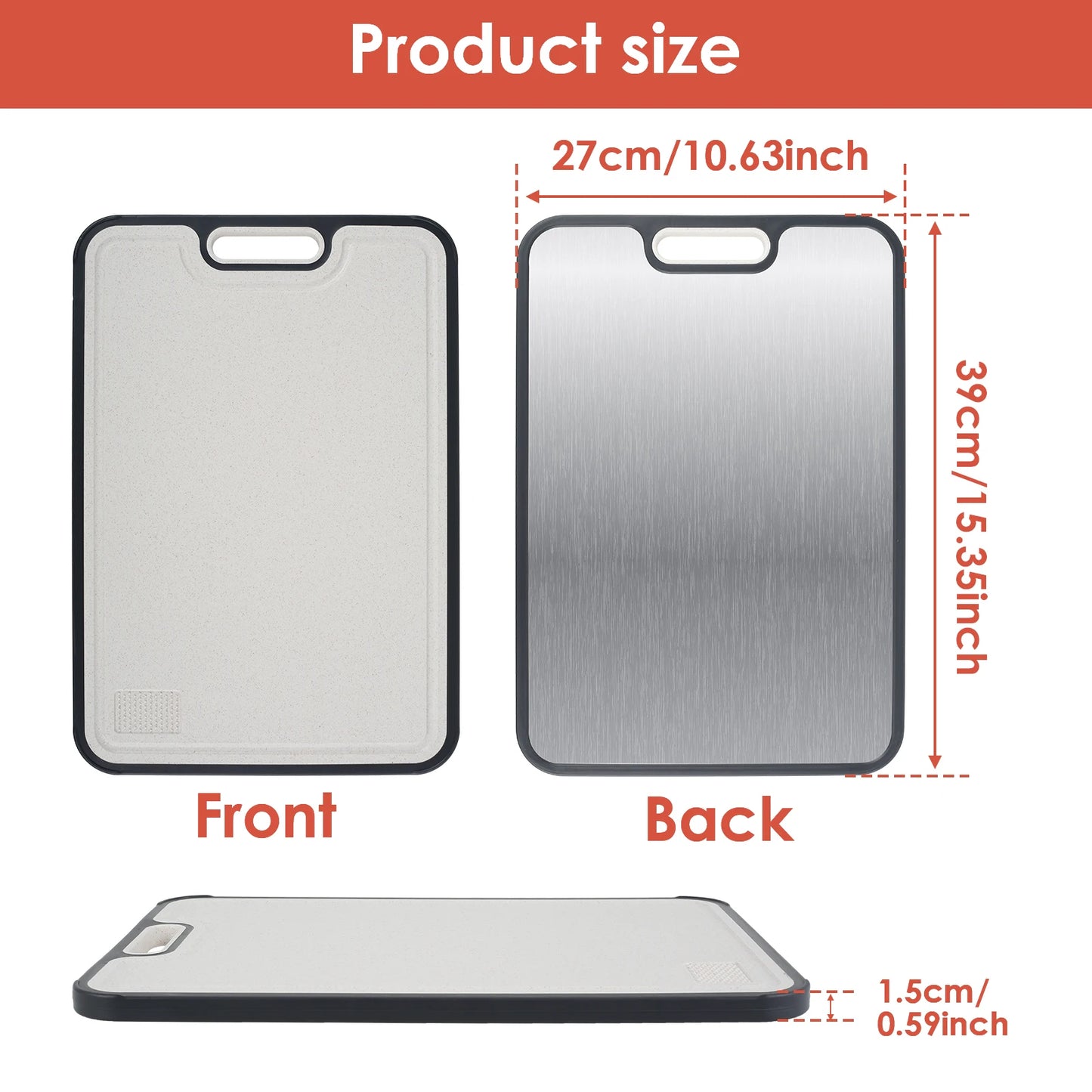 Dual-Surface Cutting Board (Steel & PP)