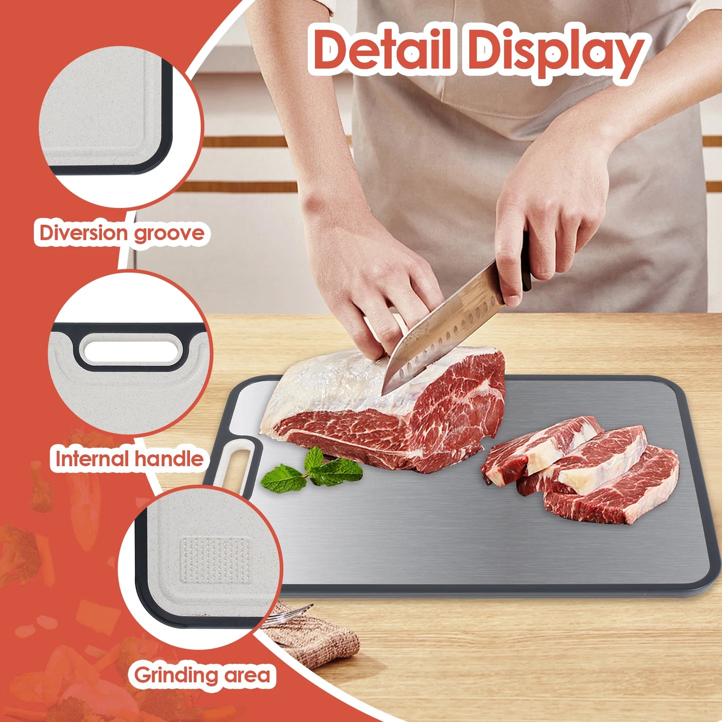 Dual-Surface Cutting Board (Steel & PP)