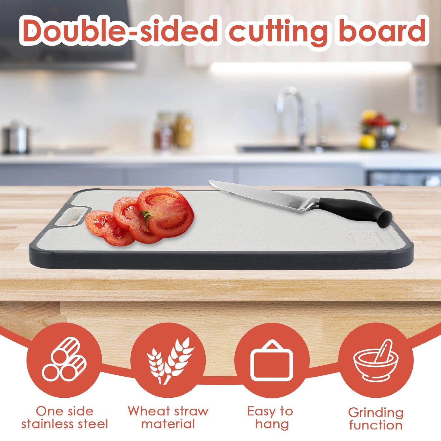 Dual-Surface Cutting Board (Steel & PP)