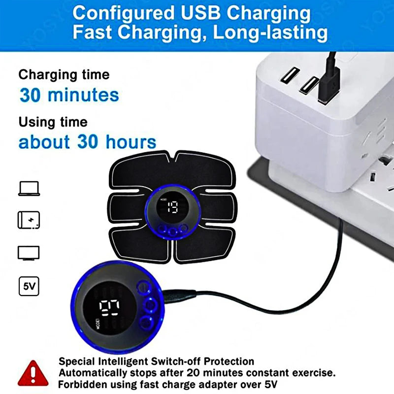 Portable ABS Muscle Stimulator for Home Fitness | USB Rechargeable Abdominal & Arm Toner