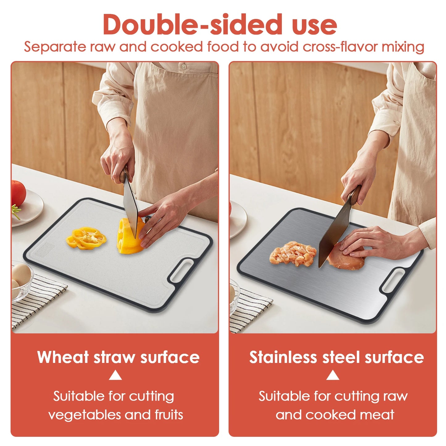 Dual-Surface Cutting Board (Steel & PP)