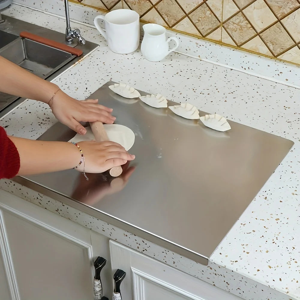 Premium Stainless Steel Cutting Board | Heavy-Duty, Non-Slip Chopping Block with Countertop Lip