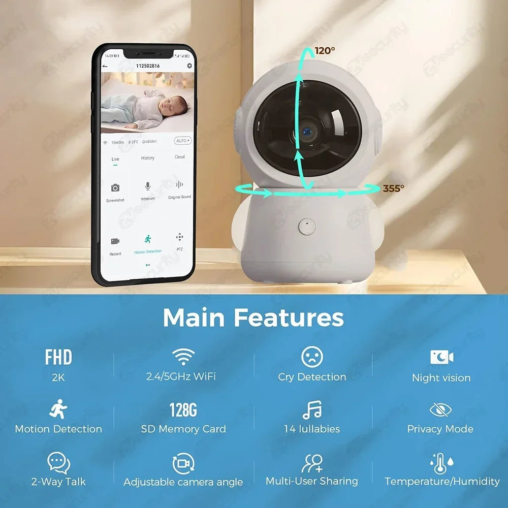 Smart Auto-Track 3MP Baby Monitor (Dual Camera)