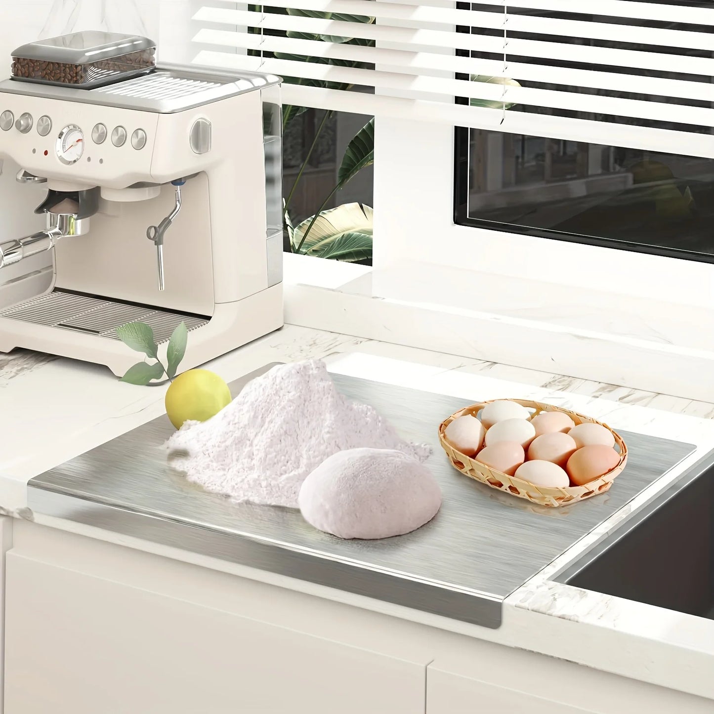 Premium Stainless Steel Cutting Board | Heavy-Duty, Non-Slip Chopping Block with Countertop Lip