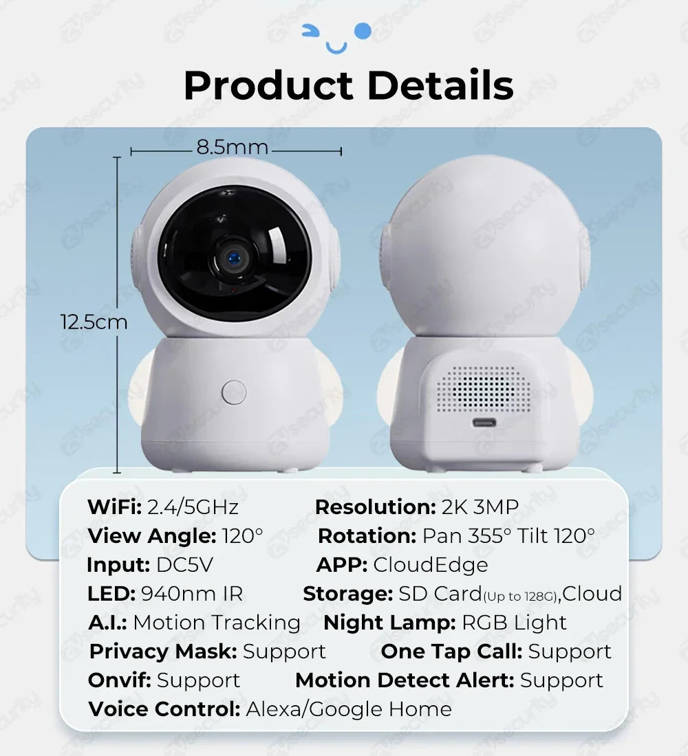Smart Auto-Track 3MP Baby Monitor (Dual Camera)
